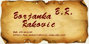 Borjanka Raković vizit kartica